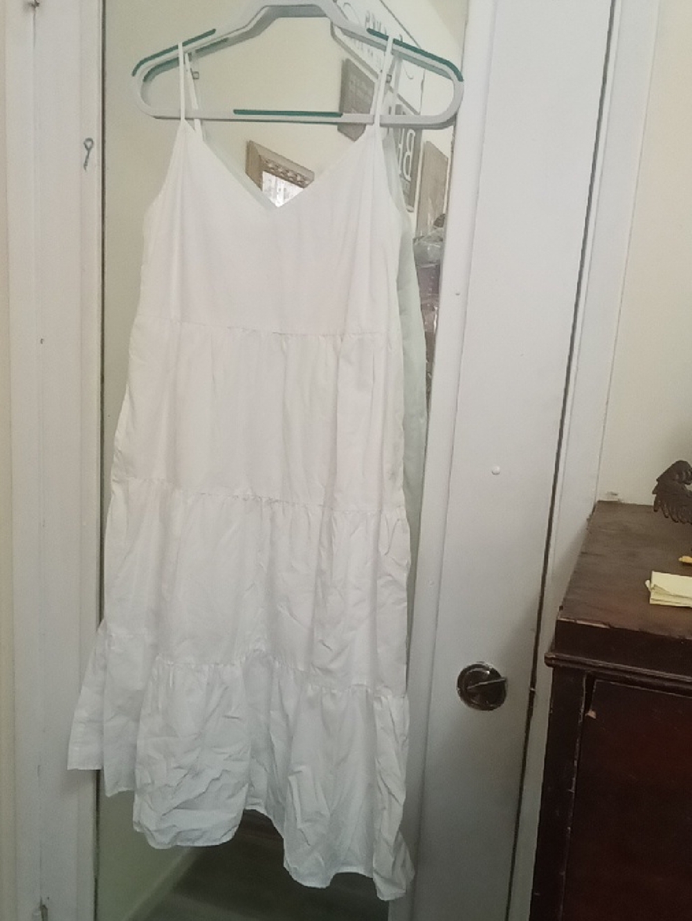 Women's White Tiered Spaghetti Strap Maxi Dress